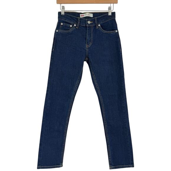 Levi's 502 Boy‎ Regular Fit Taper Leg Jeans Blue Denim Dark Wash Size 12 - Picture 1 of 9